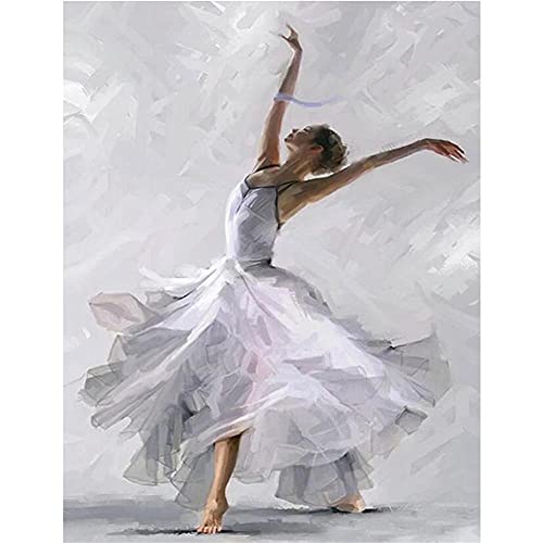 5D Diamant Painting Bilder Full Groß,Ballett Tänzerin Mädchen DIY Diamond Painting Set für Erwachsene und Kinder,Crystal Strass Stickerei Kreuzstich Malerei Arts für Home Wall Décor 40x50cm/16x20in von Kewier