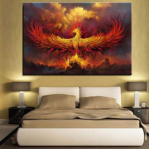 DIY 5D Diamant Painting Bilder Voll Kit,Feuer Phoenix Vogel Diamant Malerei Groß Kreuzstich Kristall Strass Malen nach Zahlen Stickerei Kunst Handwerk für Home Wand Dekor 50x100cm/20x40in T5121 von Kewier