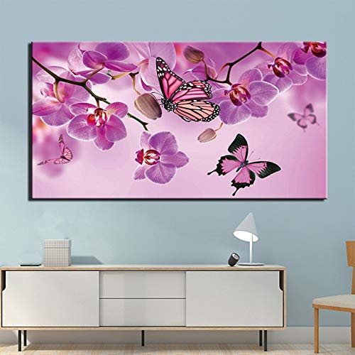 Diamond Painting Kits für Erwachsene,Schmetterling Rosa Orchidee Diamant Malerei Bilder groß Full Drill,DIY 5D Stickerei Kreuzstich Crystal Strass Mosaik Handwerk Home Wall Décor 30x60cm/12x24in T3266 von Kewier