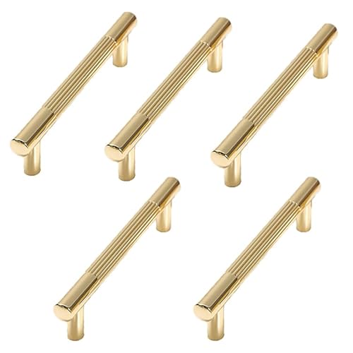 5 Stück Schrankgriffe Gebürsteter Gold, Gerändelte Schrankgriffe, Möbelgriffe Mit Schrauben, Gold Moderne Griffe, Griffe Für Schublade, Küchenschränke, Kleiderschrank, Türknöpfe, Lochabstand 96mm 5 Stück Schrankgriffe Gebürsteter Gold, Gerändelte Schrankgriffe, Möbelgriffe Mit Schrauben, Gold Moderne Griffe, Griffe Für Schublade, Küchenschränke, Kleiderschrank, Türknöpfe, Lochabstand 96mm von Kewmayer