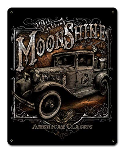 Kexle Moonshine Truck Metall Blechschild Wandkunst Dekor für Wohnzimmer Vintage Kunst Coffee Bar Schilder Home Decor Geschenke Dekoration 20,3 x 30,5 cm von Kexle