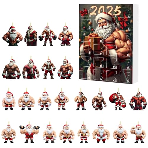 Bodybuilder Santa Advent Calendar 2025 2D Acryl Bodybuilder Santa Ornament (b) von Kexpery