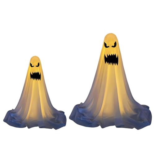 Havre von Geistern aus weißem Stoff mit LED-Lichtern, Halloween-Dekoration, für den Außenbereich, verstellbar, Höhe für Veranda, Garten, Terrasse Havre von Geistern aus weißem Stoff mit LED-Lichtern, Halloween-Dekoration, für den Außenbereich, verstellbar, Höhe für Veranda, Garten, Terrasse von Kexpery