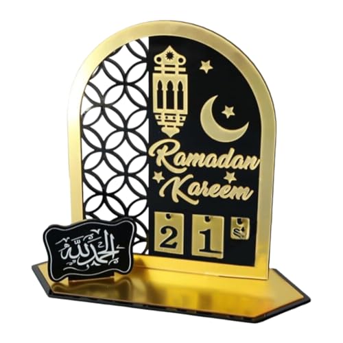 Kexpery 2024 Ramadan 30 Tage Countdown Adventskalender Eid Mubarak Ornament Acrylbrett Tischornament mit Mondstern für Zuhause Islamische muslimische Party Dekor Geschenke (Stil B) von Kexpery