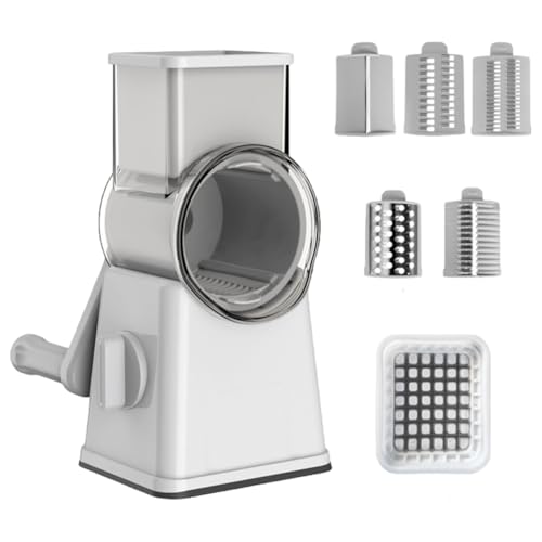 Kexpery 6 -in -1 Rotary -Käse -Reibe mit manueller Schneidemaschine Klinge for Obst- und Käsegemüse von Kexpery