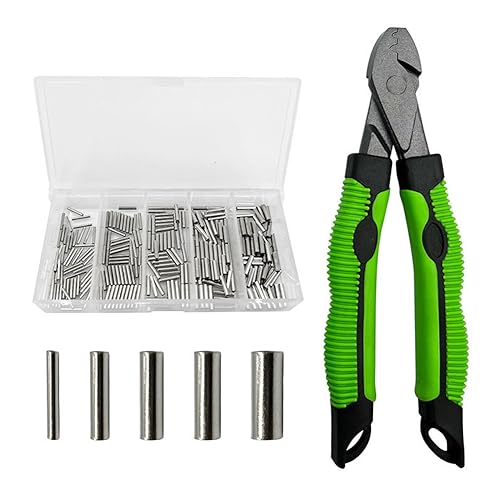 Kexpery Angel-Crimpzangen-Set, Crimphülsen-Set, multifunktionales Drahtseil-Vorfach-Crimpwerkzeug mit Einzel-/Doppelhülse, ergonomischer Griff, Angelausrüstung (Stil A) von Kexpery