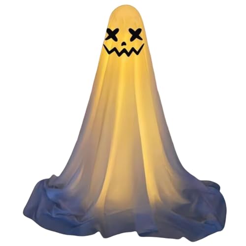 Kexpery Ghost Haven White Stoff mit Halloween -LED -Leuchten verstellbare Dekorationshöhe for Veranda Gartenterrasse verstellbare Outdoor -Dekoration von Kexpery