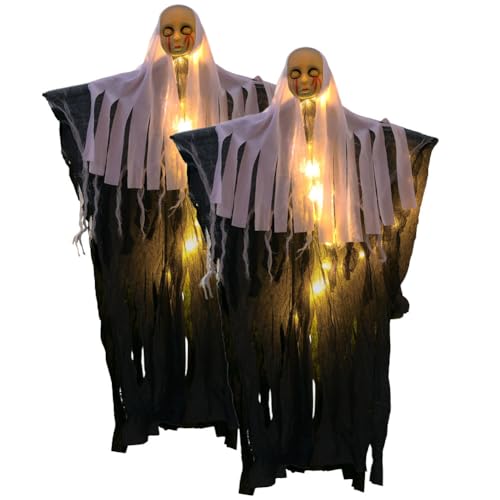 Kexpery Halloween Decoration Skeleton Ghost mit LED -3 -Beleuchtungsmodi for Außenschädel -Atmosphäre von Kexpery