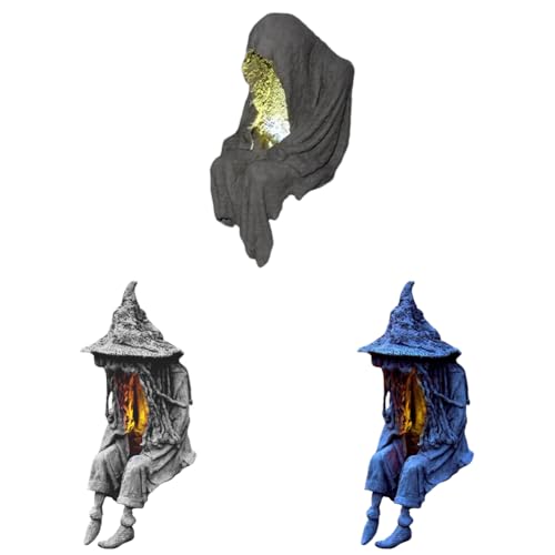 Kexpery Halloween Hexenstatue mit gesichtsloser Solarleuchte for Garten- und Fensterdekoration von Kexpery