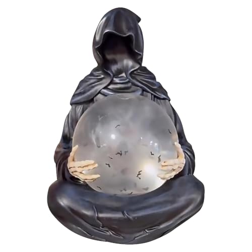 Kexpery Mystische Fischerfigur mit hellem Ball und schwimmenden Fledermäusen Gothic Decoration Halloween Regal von Kexpery