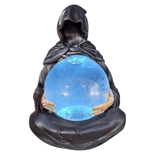 Kexpery Mystische Fischerfigur mit hellem Ball und schwimmenden Fledermäusen Gothic Decoration Halloween Regal von Kexpery