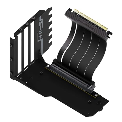Kexpery Vertikale GPU-Halterung mit PCI-E 4.0 X16-Riser-Kabel, 15 cm, Videokarten-Halterung, GPU-Halterung mit rechtwinkligem Winkel von 90 Grad (schwarz ohne Licht) von Kexpery