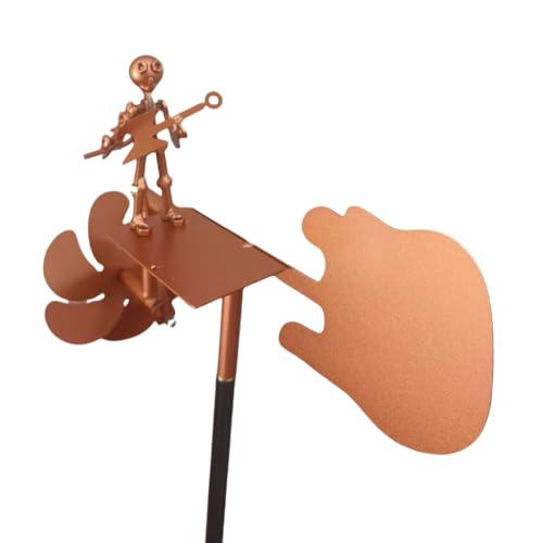 Kexpery Windrad aus Metall mit Gitarre, handgefertigt, für Garten, Terrasse, Hof, Wanddekoration modern von Kexpery