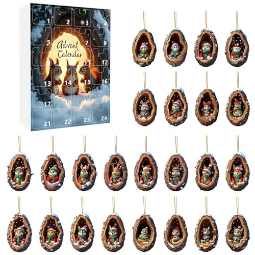 Weihnachtskalender Charming Tier Advent Calendar Tree Hole Pendant (D) von Kexpery