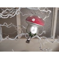 Deko Pilz Aus Glas Mit Clip, Fliegenpilz Geeist, Baumschmuck, Rot Weiss | E von KeyLargoRW