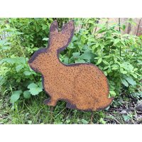 Gartenstecker Hase Aus Metall, 30 cm Hoch, Rost, Ostern, Osterhase von KeyLargoRW