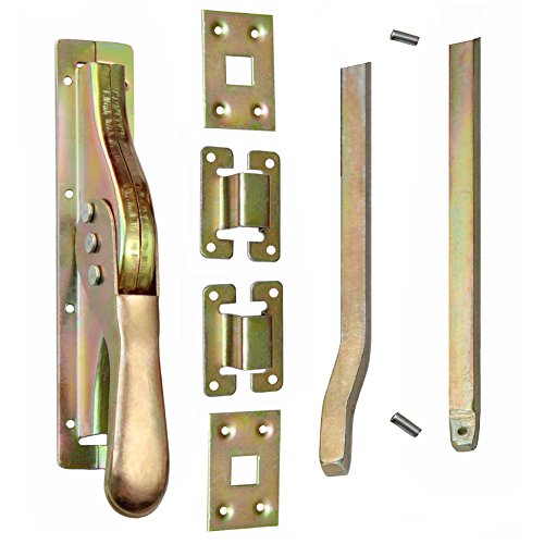 1 Set Tortreibriegel Torverschluss Türtreibriegel Stangen 2740/14 mm Gelb Verz. von KeyMet