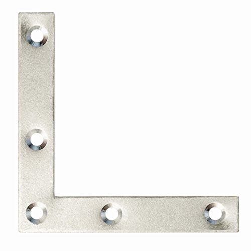 100 Möbelwinkel Flachwinkel Eckwinkel 60 x 60 x10 x 1,5 Silber Verzinkt 5 Löcher von KeyMet