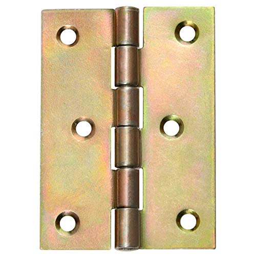 8 Gerollte Scharniere Türscharniere halbbreit Retro 80 x 60 mm Gelb Verzinkt von KeyMet