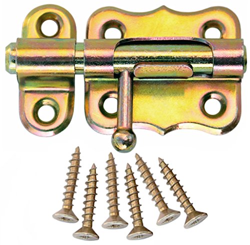 Bolzenriegel Türriegel Schlossriegel Möbelriegel Schubriegel (2, 40 mm Gelb Verzinkt) von KeyMet