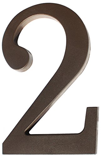 KeyMet Hausnummer 2 aus Kunststoff, dunkelbraun 175 mm hoch, inkl Befestigungsmaterial (Ziffer 2) von KeyMet