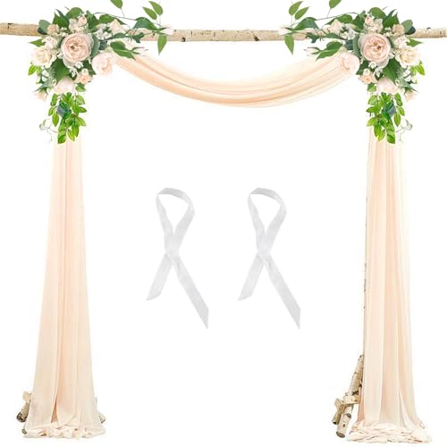 600 * 75cm Hochzeit Vorhang, Hochzeitsbogen Chiffon Stoff Vorhang Querbehang Transparente Tüll Hintergrund Kulissenvorhänge Hochzeitsbogen Gardinen Deko Torbogen Fotografie Party Zeremonie(Champagne) von KeyQueen