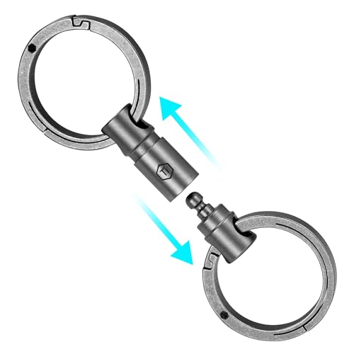 KeyUnity KA38SW Doppelendige Abnehmbare Schlüsselringhalter, Titanium Drehbare Schlüssel Organizer Linker für Karabiner, Doppelendige Swivel Keychain für die Verbindung von Home Keys & Karabiner von KeyUnity