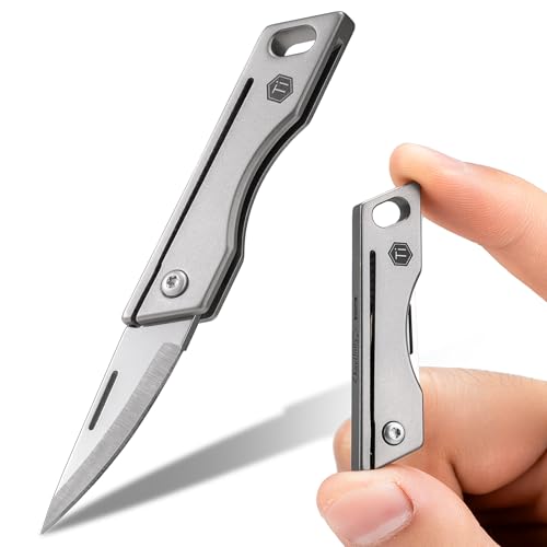 KeyUnity KK06 Mini-EDC-Taschenmesser, kleines Titan-Klappmesser mit integriertem Schlüsselloch für den täglichen Gebrauch von KeyUnity
