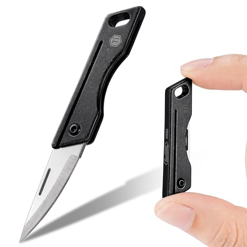 KeyUnity KK06 Mini-EDC-Taschenmesser, kleines Titan-Klappmesser mit integriertem Schlüsselloch für den täglichen Gebrauch von KeyUnity