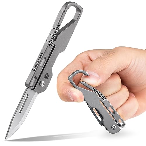 KeyUnity KK09 EDC-Klappmesser – Taschenmesser aus Titan mit Karabiner für den täglichen Gebrauch von KeyUnity