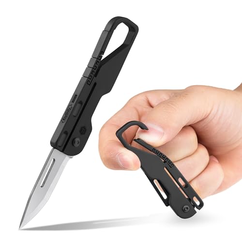 KeyUnity EDC-Klappmesser – Taschenmesser aus Titan mit Karabiner für den täglichen Gebrauch (KK09BK) von KeyUnity