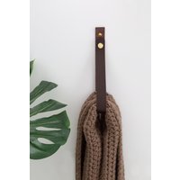 Leder Aufhänger Mit Druckknopf Zum Öffnen Und Schließen - Funktionaler Wand Garderoben Haken Badezimmer Handtuchhalter Messing Boho Dekor von Keyaiira