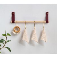 Leder Handtuchhalter Kit - Messing Für Bad Küche & Waschküche Hängekaffeetasse Holzregal Mopp- Und Besenaufbewahrung von Keyaiira