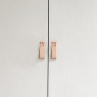 Med Leder Pull Flat End - Messing Schrank Griffe Minimal Boho Wohnkultur Gold Bauernhaus Hardware Ikea Tür Zieht von Keyaiira