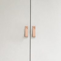 Med Leder Pull Flat End - Messing Schrank Griffe Minimal Boho Wohnkultur Gold Bauernhaus Hardware Ikea Tür Zieht von Keyaiira