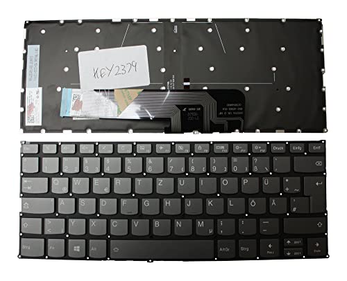 Keyboards4Laptops Deutsch Hinterleuchtet Grau Windows 8 kompatible Ersatz Tastatur kompatibel mit Lenovo SN20Q40861 von Keyboards4Laptops