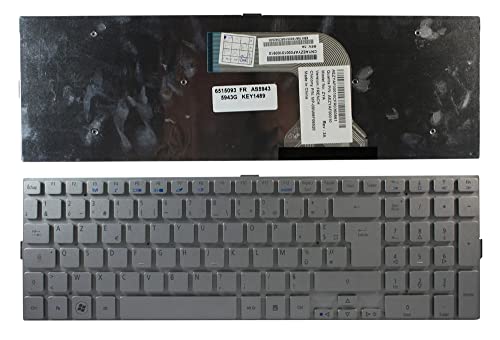 Keyboards4Laptops Französisch Silber kompatible Ersatz Tastatur kompatibel mit Acer MP-09N66F06698 von Keyboards4Laptops