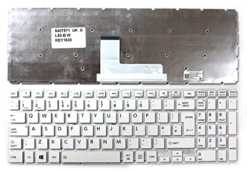Keyboards4Laptops Vereinigtes Königreich Weiß kompatible Ersatz Tastatur kompatibel mit Toshiba Satellite S50-B-12T von Power4Laptops