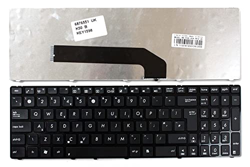 Keyboards4Laptops Vereinigtes Königreich Glänzend Schwarz Rahmen Schwarz kompatible Ersatz Tastatur kompatibel mit Asus K50 von Power4Laptops