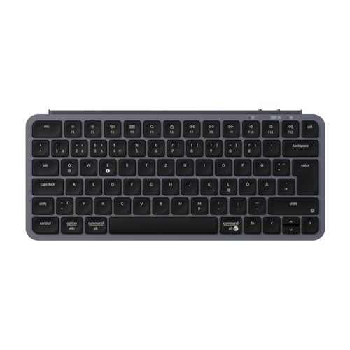 Keychron B1 Pro Ultra-Dünne Drahtlos-Tastatur, 75% DE-ISO-Layout 3 Moden 2.4GHz/Bluetooth/Wired ZMK-Customisierung Scherefuß-Tastendesign Tastendämpfung kompatibel mit Windows/Mac, Grau von Keychron