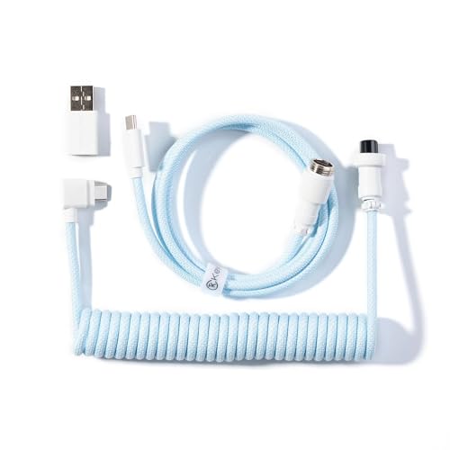Keychron Coiled Aviator Cable - Spiralkabel für mechanische Tastatur Hellblau - Angular von Keychron