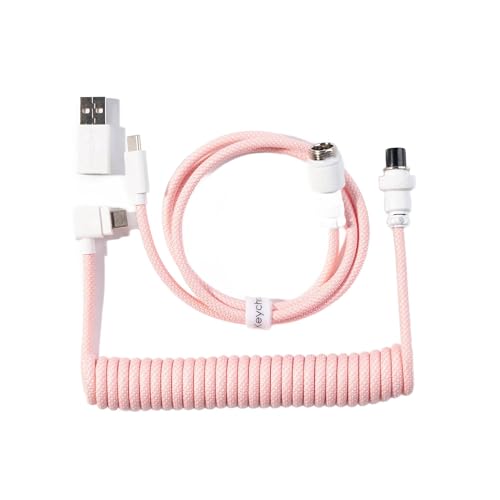 Keychron Coiled Aviator Cable - Spiralkabel für mechanische Tastatur Hellrosa - Angular von Keychron