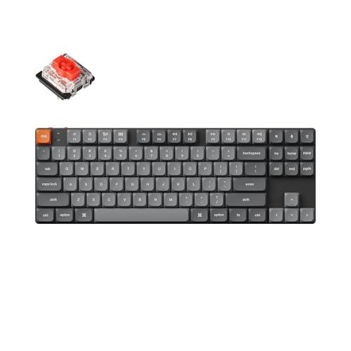 Keychron K1 Max Ultra-Slim QMK/VIA Bluetooth Wireless/USB Wired Custom Mechanische Tastatur, 2.4 GHz, Gaming-Tastatur mit TKL-Layout, Weiß-LED und Low-Profile Gateron Red Switch von Keychron