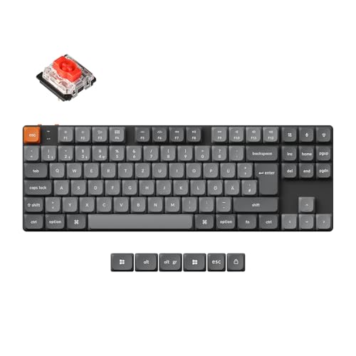 Keychron K1 Max Ultra-Slim QMK/VIA Wireless/Wired Custom Mechanical Keyboard,2.4 G Bluetooth RGB Backlight Hot Swappable TKL DE-ISO Layout Hot Swappable Low-Profile Gateron Roter Switch von Keychron