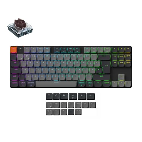 Keychron K1 QMK Ultraflache Kabellose Mechanische Tastatur, DE-ISO 80% TKL Layout Bluetooth 5.2 Hot Swap Low-Profile Braun Switches RGB Kompatibel mit Mac Windows Linux, Version 6 von Keychron
