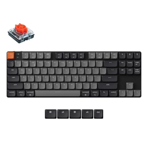 Keychron K1 Version 6 Custom Wireless Mechanische Tastatur Bluetooth/USB-C, RGB, Hot-swap, QMK/VIA Programmierbare Makros, PBT Keycaps, für Mac Windows, Gateron 2.0 Red Switch von Keychron
