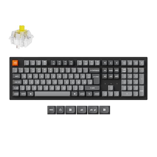 Keychron K10 Max Kabellose Mechanische Tastatur,DE-ISO Layout QMK 2.4 GHz Bluetooth Vollgröße Hot Swap RGB Kompatibel mit Mac Windows Linux Banana Switches von Keychron