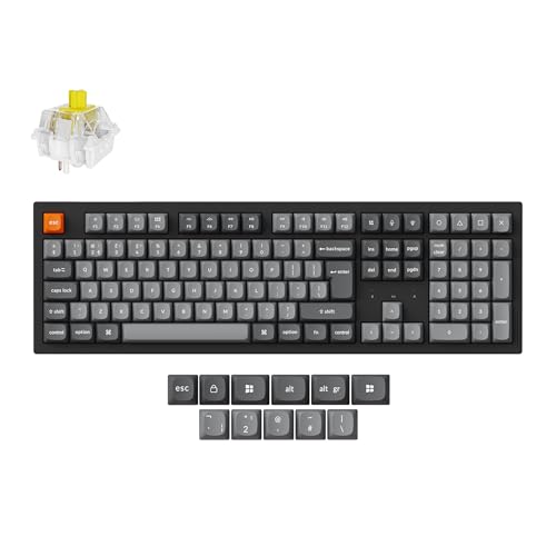 Keychron K10 Max Mechanische Tastatur ISO UK Layout, 100% volle Größe, QMK Wireless Custom Gaming Tastatur, Hot-Swappable Super Banana Switch mit weißer Hintergrundbeleuchtung für Mac Windows Linux von Keychron