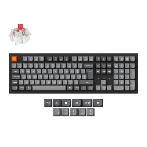 Keychron K10 Max Mechanische Tastatur ISO UK Layout, 100% volle Größe, QMK Wireless Custom Gaming Tastatur, Hot-Swappable Super Red Switch mit weißer Hintergrundbeleuchtung für Mac Windows Linux von Keychron