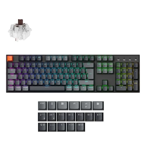 Keychron K10 QMK Version 2 | 100% Wireless Mechanische Tastatur mit deutschem ISO-Layout | Hot-Swappable Gateron Brauner Schalter | QMK/VIA-Programmierbar | RGB-Beleuchtung & Aluminiumrahmen von Keychron